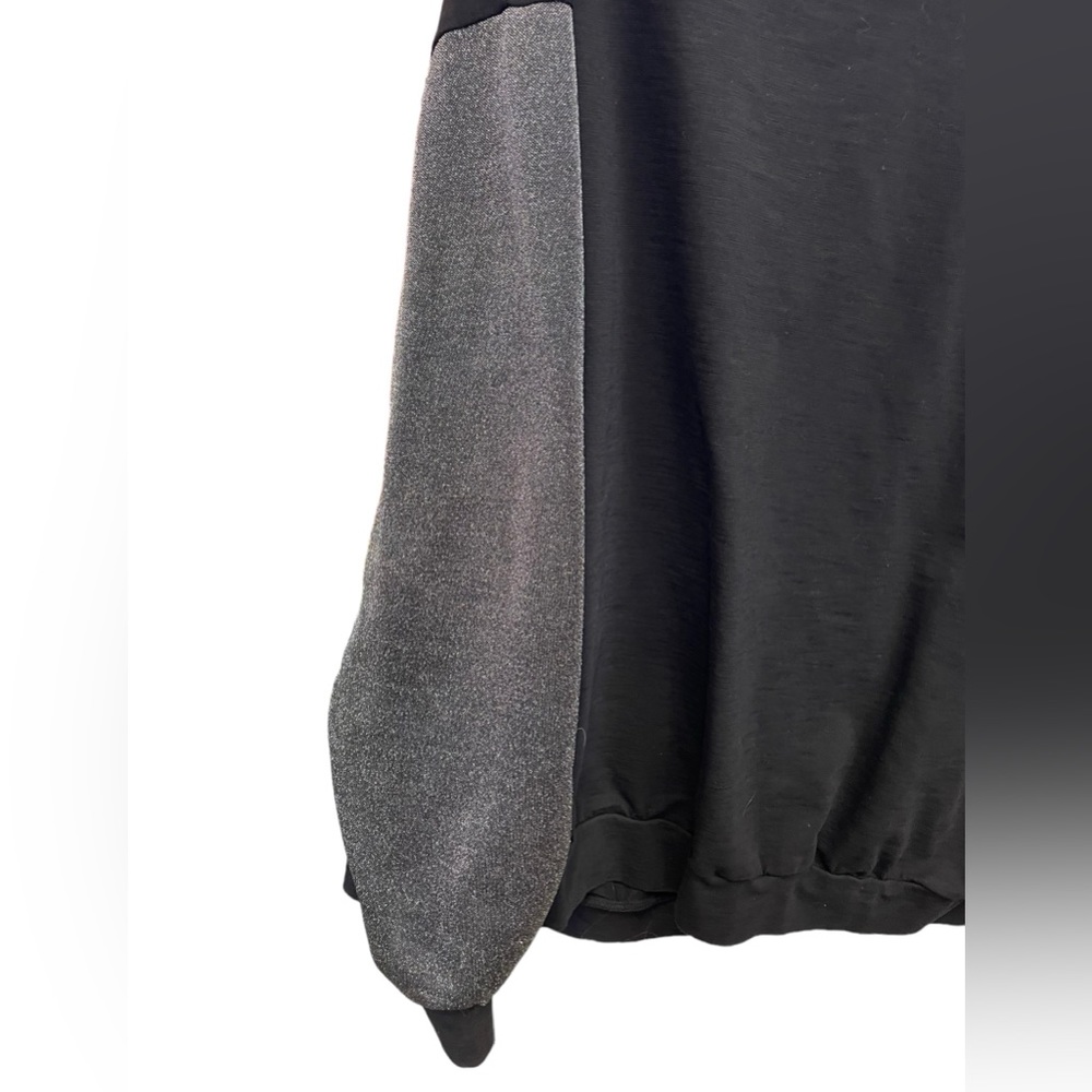 Hey Peach Plus Size Black Glittery Long Silver Sleeves Pullover Sweatshirt 5X - Picture 4 of 6